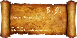 Back Jonatán névjegykártya